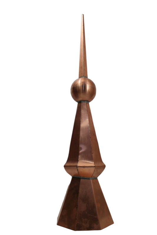 Handmade copper octagon roof finial, an example of bespoke commission work