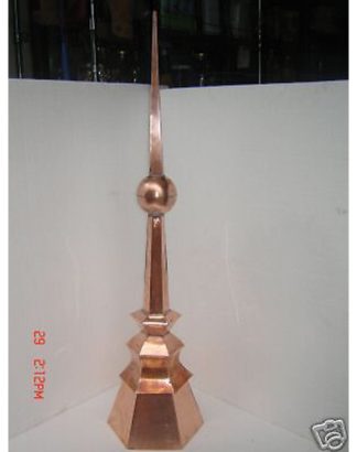 Handmade Copper Roof Finial — 42″ Hexagon, Mill Bright
