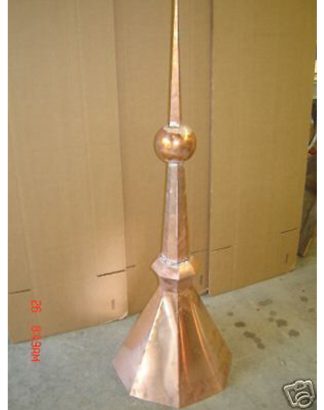 Handmade Copper Turret Finial — 55″ Octagon, Standard Base