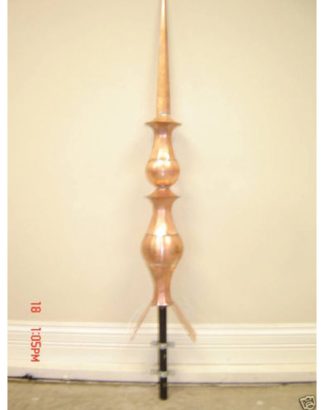 Handmade Copper Roof Finial — 37″ with Twin Balls