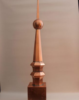 Handmade Copper Roof Finial — 55″, Custom Base to Your Pitch