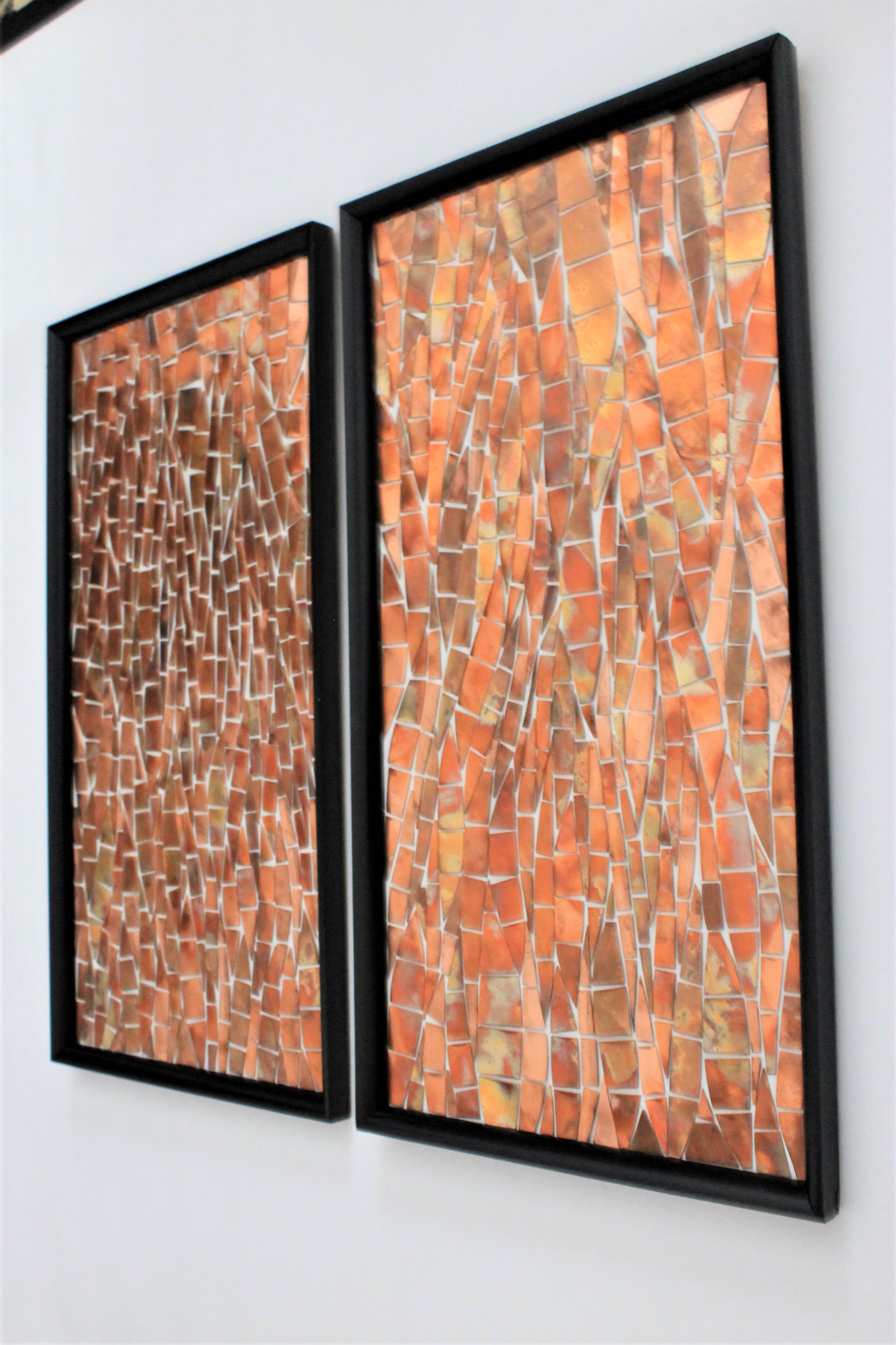 2 Panel Framed Abstract Copper Wall Art Home of Copper Art