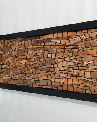 Handmade Copper Wall Art — 17″ × 51″ Framed Panel Sculpture #108
