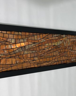 Handmade Copper Wall Art — 14″ × 47″ Framed Panel Sculpture #114